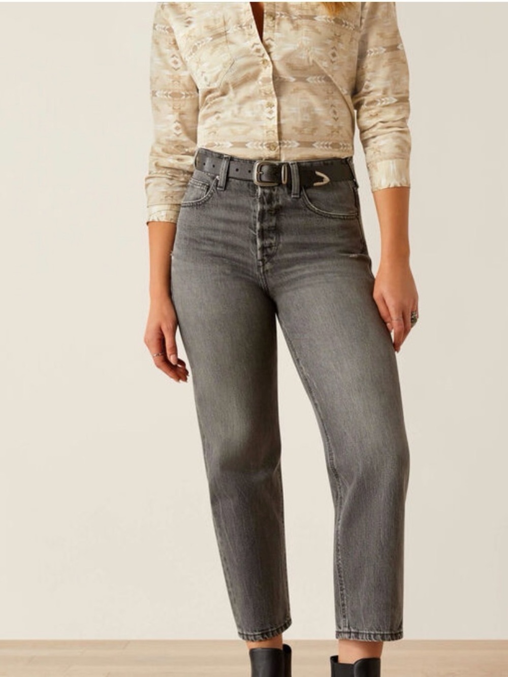 Ariat Ultra High-Rise Relaxed Straight Jeans - Gray